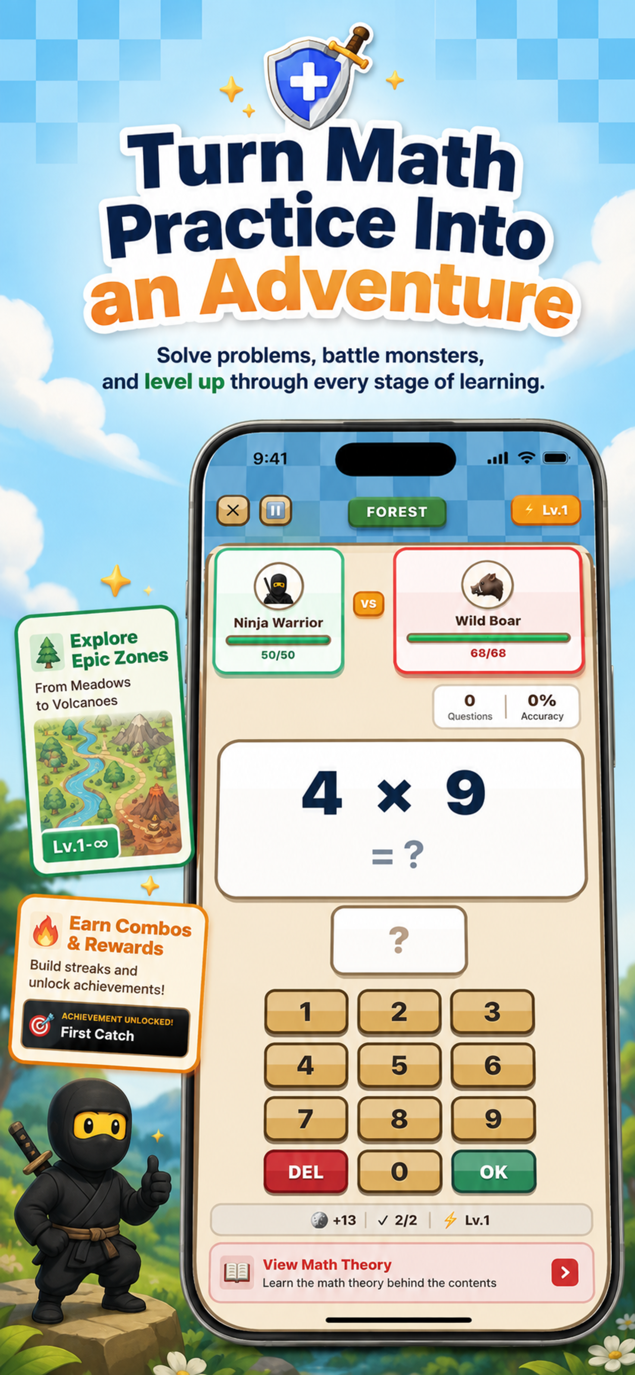 Math Quest arithmetic battle screen