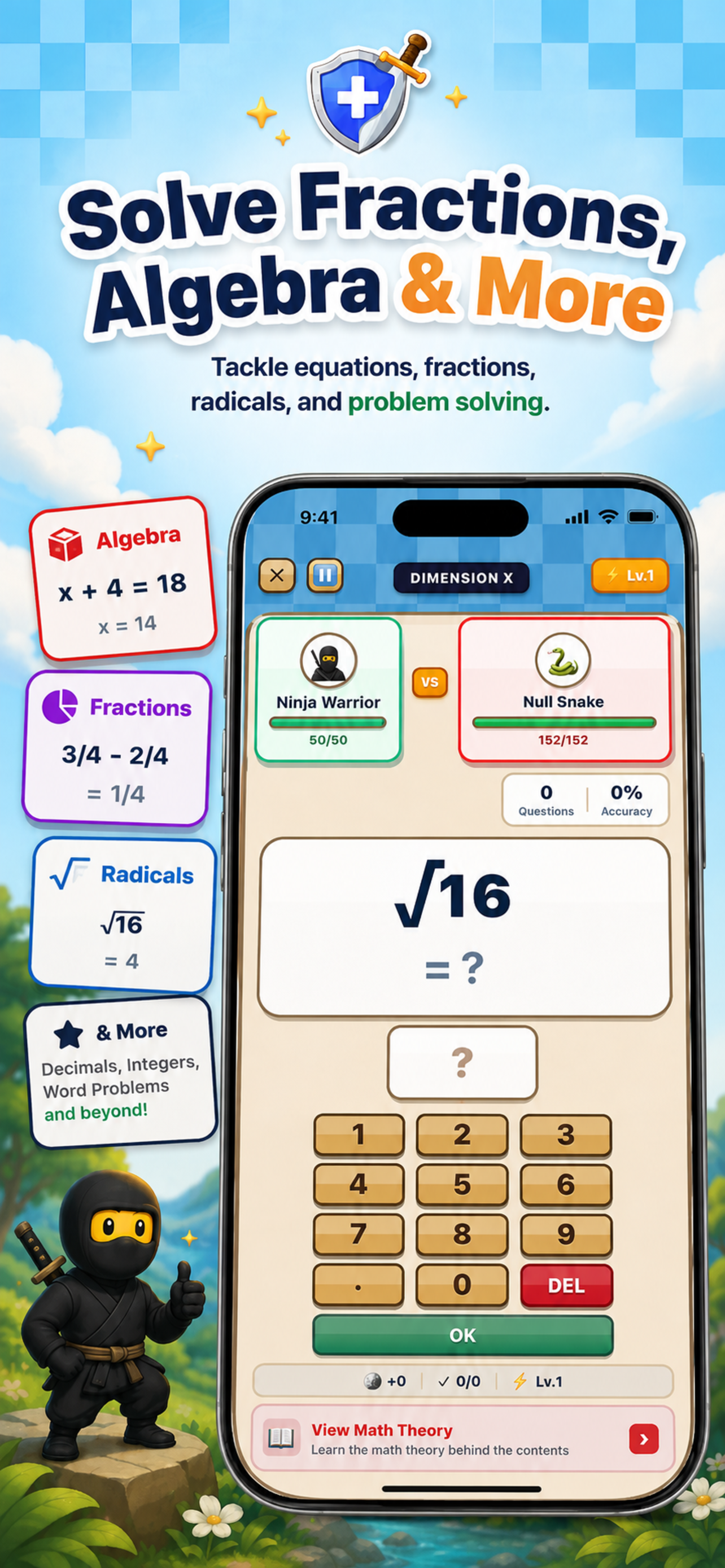 Math Quest progress screen