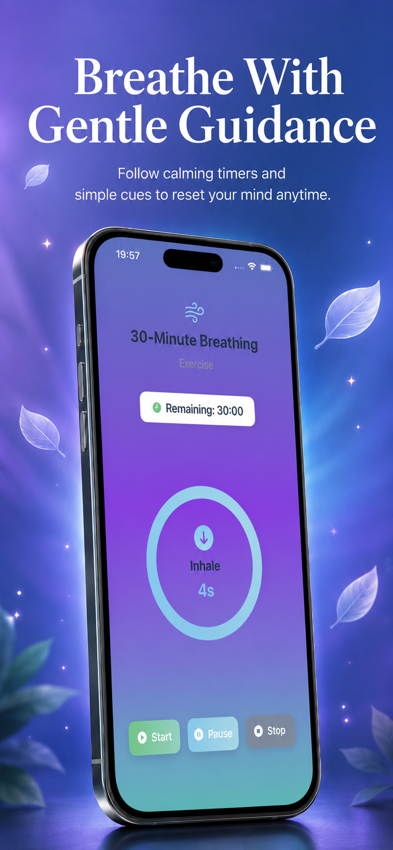 MindPeace guided breathing screen